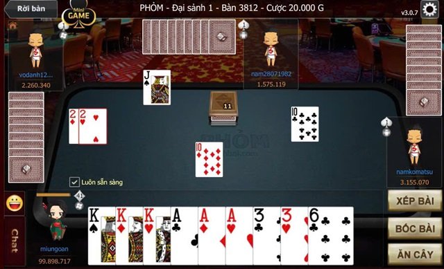 Tìm hiểu về một ván chơi của game bài Phỏm 